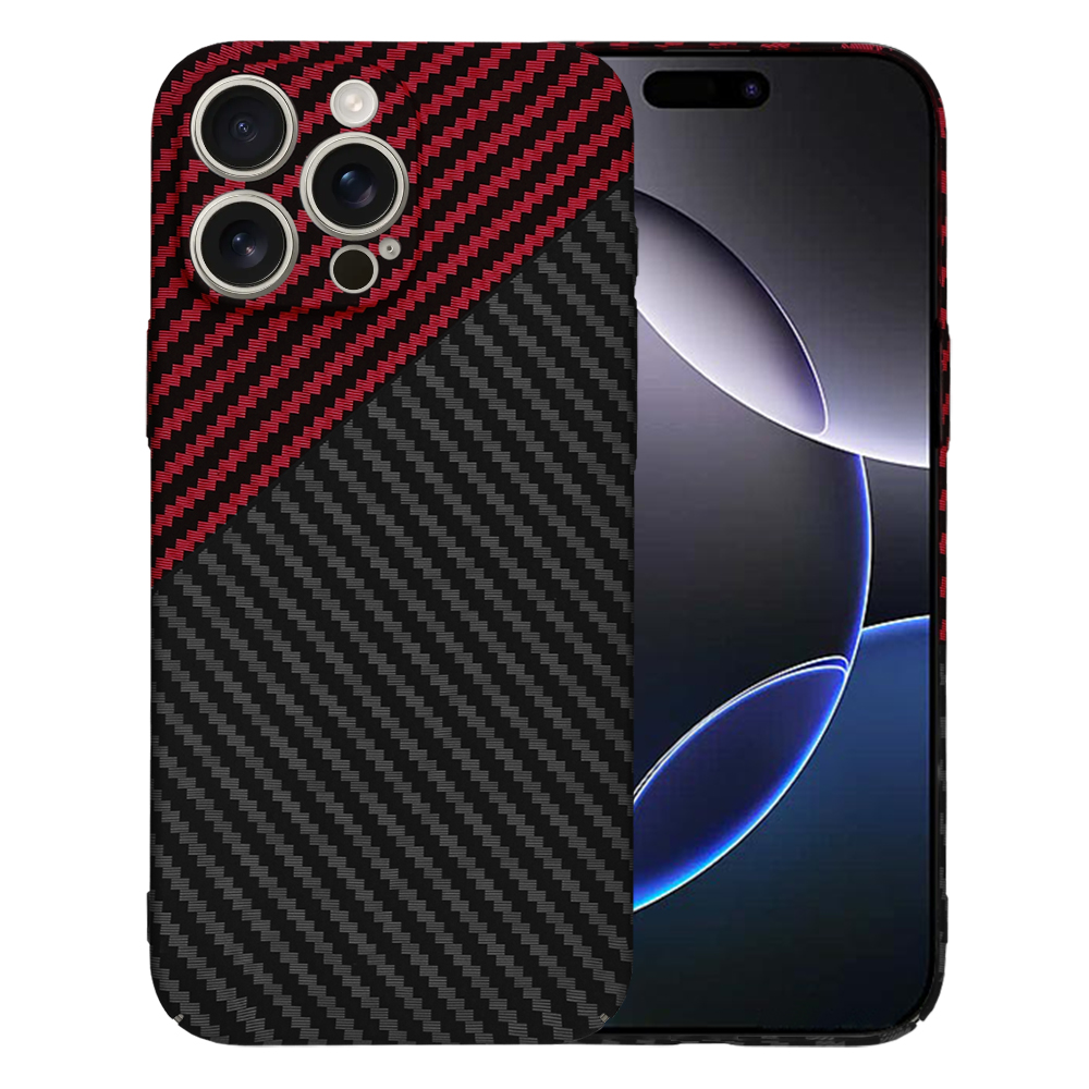 Techsuit Carbonite FiberShell kryt na iPhone 16 Pro Max – červený Vortex KF2333476