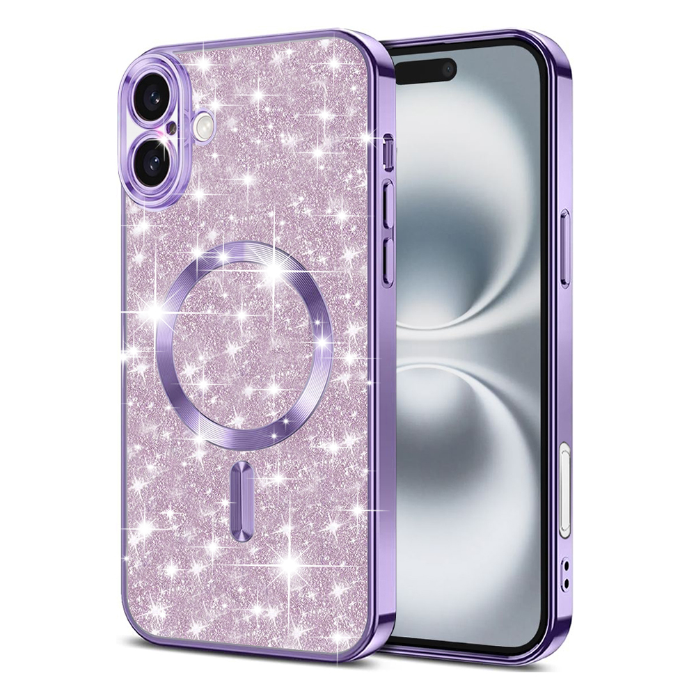 Techsuit Luxury Glitter MagSafe kryt na iPhone 16 – svetlo fialový KF2335150