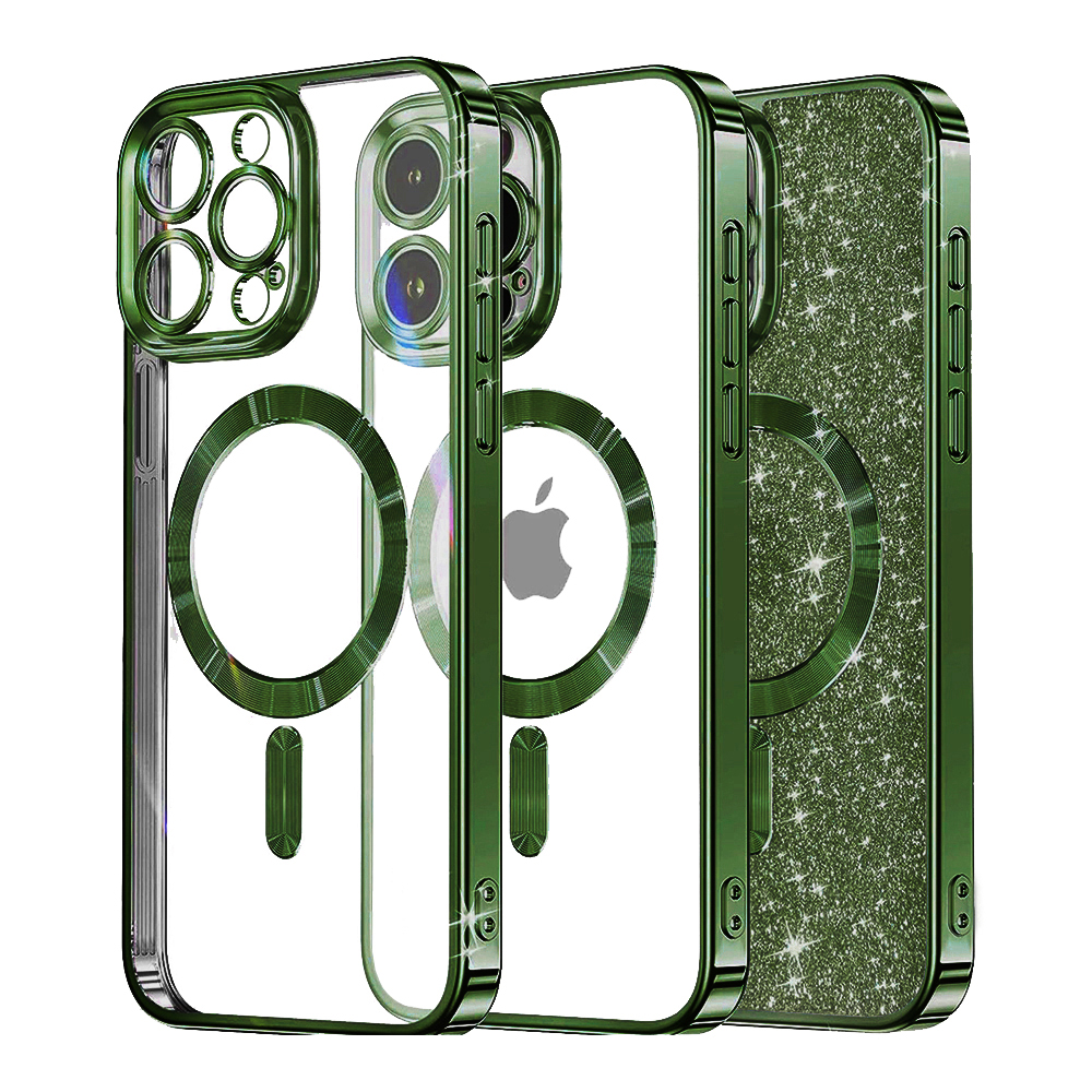 Techsuit Luxury Glitter MagSafe kryt na iPhone 16 Pro Max – tmavo zelený KF2335175
