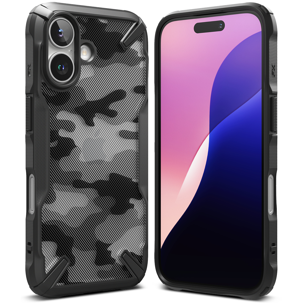 Ringke Fusion X Design kryt na iPhone 16 – Camo Black KF2335785
