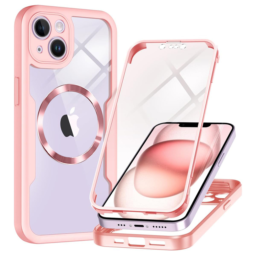 Techsuit ColorVerse 360 MagSafe Series – 360° kryt + ochranné sklo na iPhone 14 – ružový KF2335983