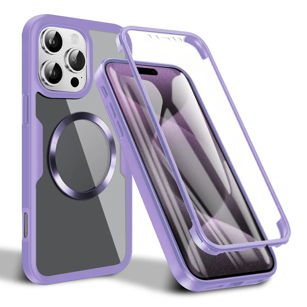 Techsuit ColorVerse 360 MagSafe Series – 360° kryt + ochranné sklo na iPhone 16 Pro – fialový KF2336049