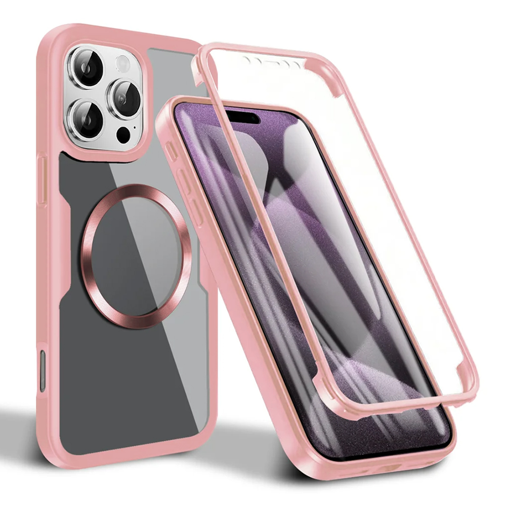 Techsuit ColorVerse 360 MagSafe Series – 360° kryt + ochranné sklo na iPhone 16 Pro Max – ružový KF2336051