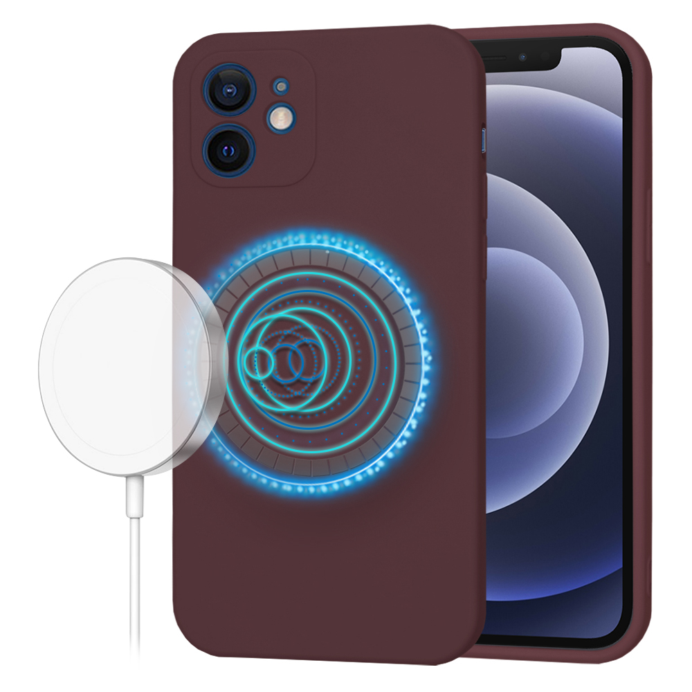 Techsuit SoftFlex MagSafe kryt na iPhone 12 – slivkovo červený KF2336646