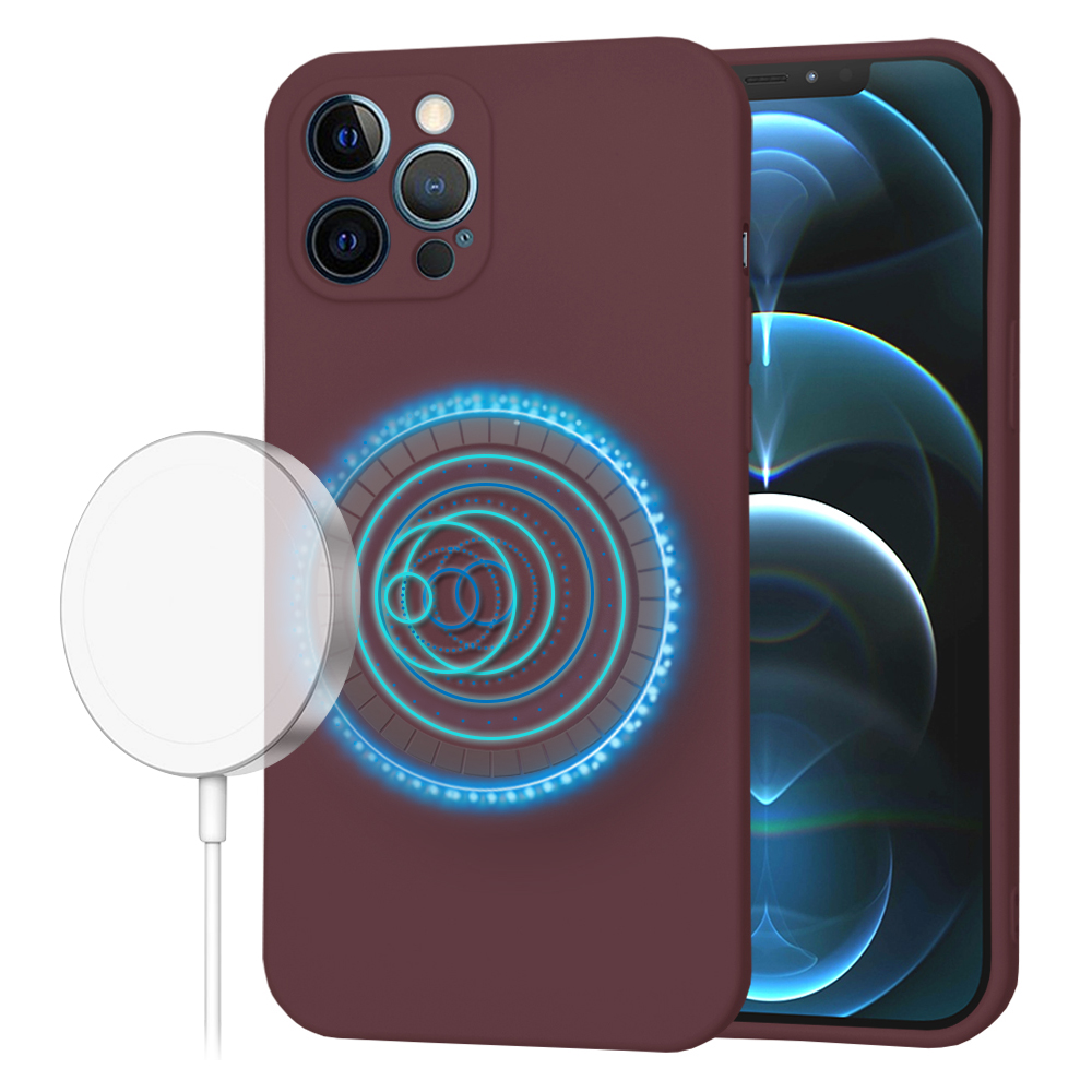 Techsuit SoftFlex MagSafe kryt na iPhone 12 Pro Max – slivkovo červený KF2336654