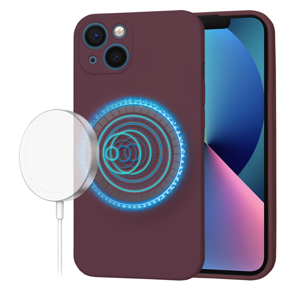 Techsuit SoftFlex MagSafe kryt na iPhone 13 – slivkovo červený KF2336670