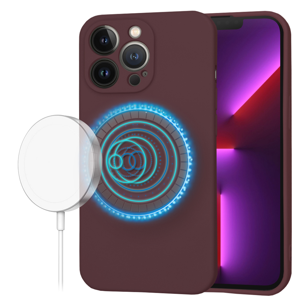 Techsuit SoftFlex MagSafe kryt na iPhone 13 Pro – slivkovo červený KF2336678