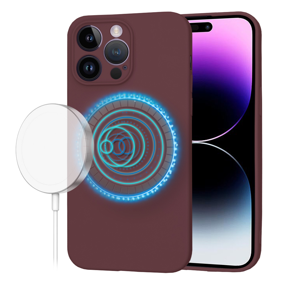 Techsuit SoftFlex MagSafe kryt na iPhone 14 Pro Max – slivkovo červený KF2336710