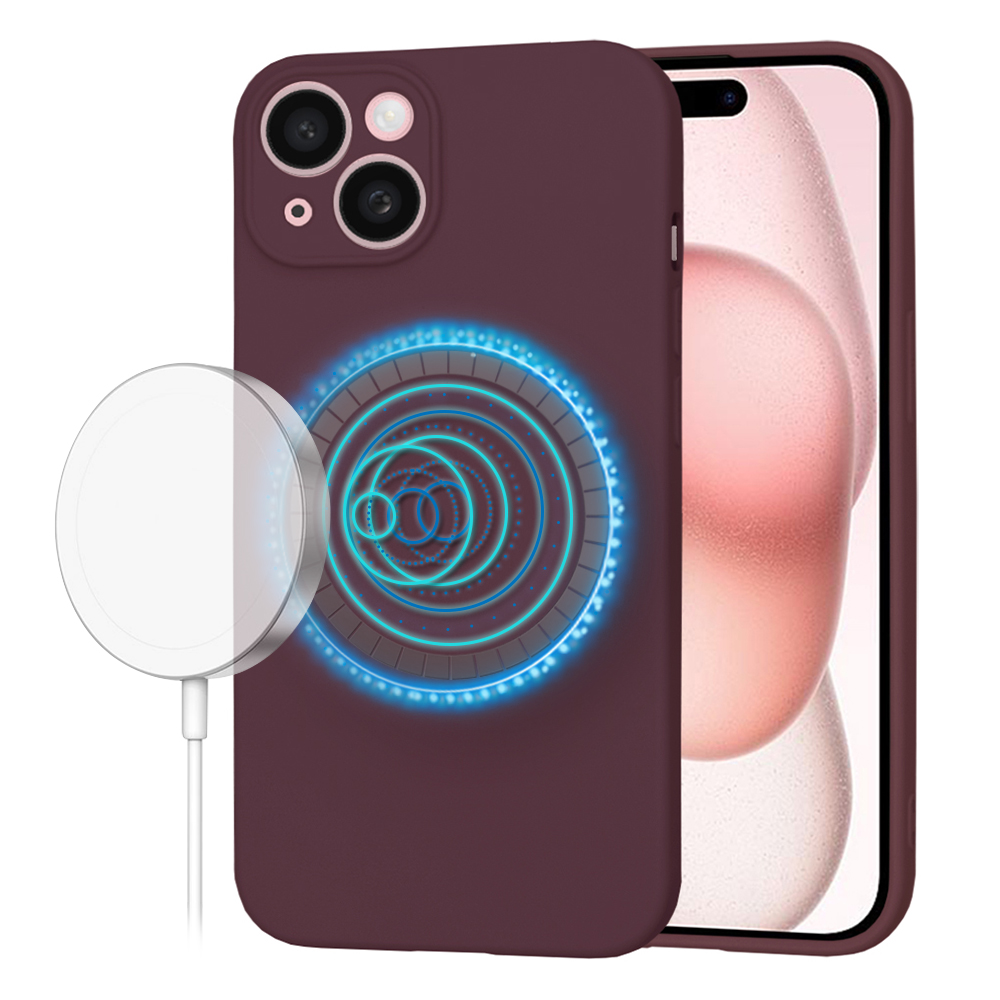 Techsuit SoftFlex MagSafe kryt na iPhone 15 – slivkovo červený KF2336718