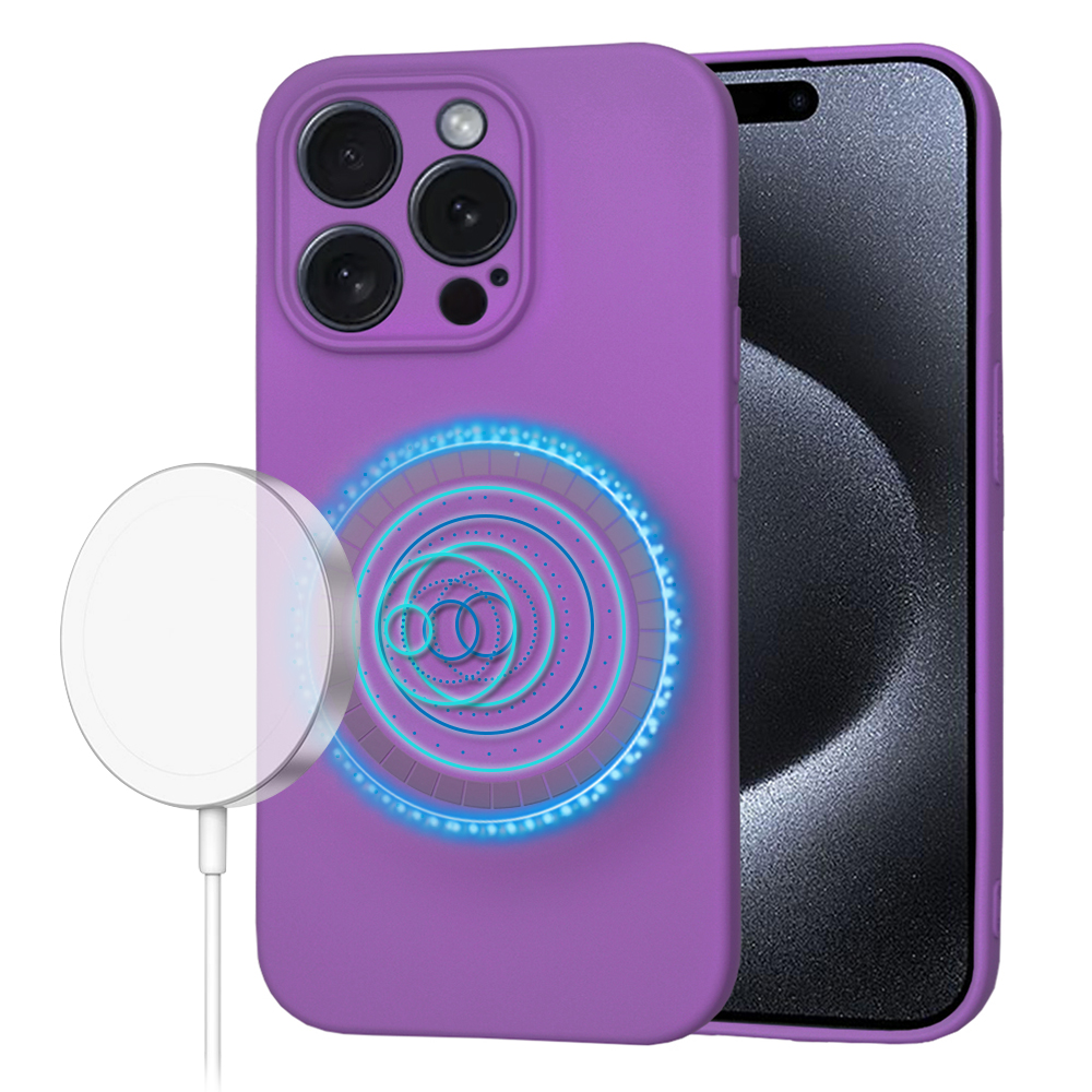 Techsuit SoftFlex MagSafe kryt na iPhone 15 Pro – fialový KF2336728