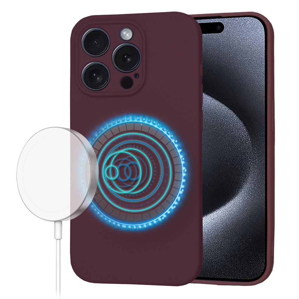 Techsuit SoftFlex MagSafe kryt na iPhone 15 Pro – slivkovo červený KF2336726
