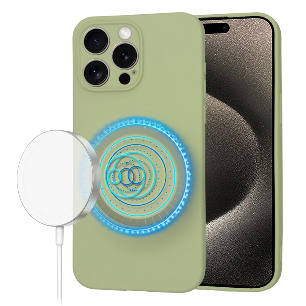 Techsuit SoftFlex MagSafe kryt na iPhone 15 Pro Max – matcha zelený KF2336732