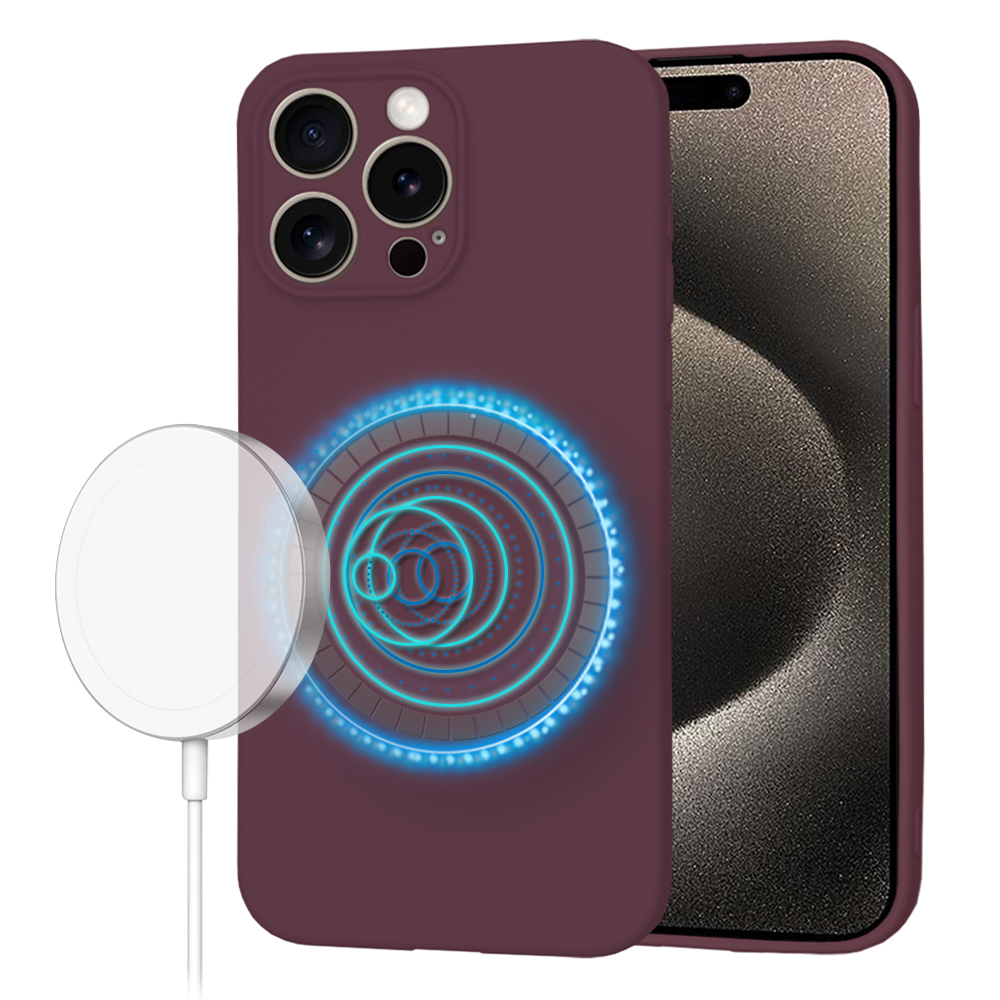 Techsuit SoftFlex MagSafe kryt na iPhone 15 Pro Max – slivkovo červený KF2336734