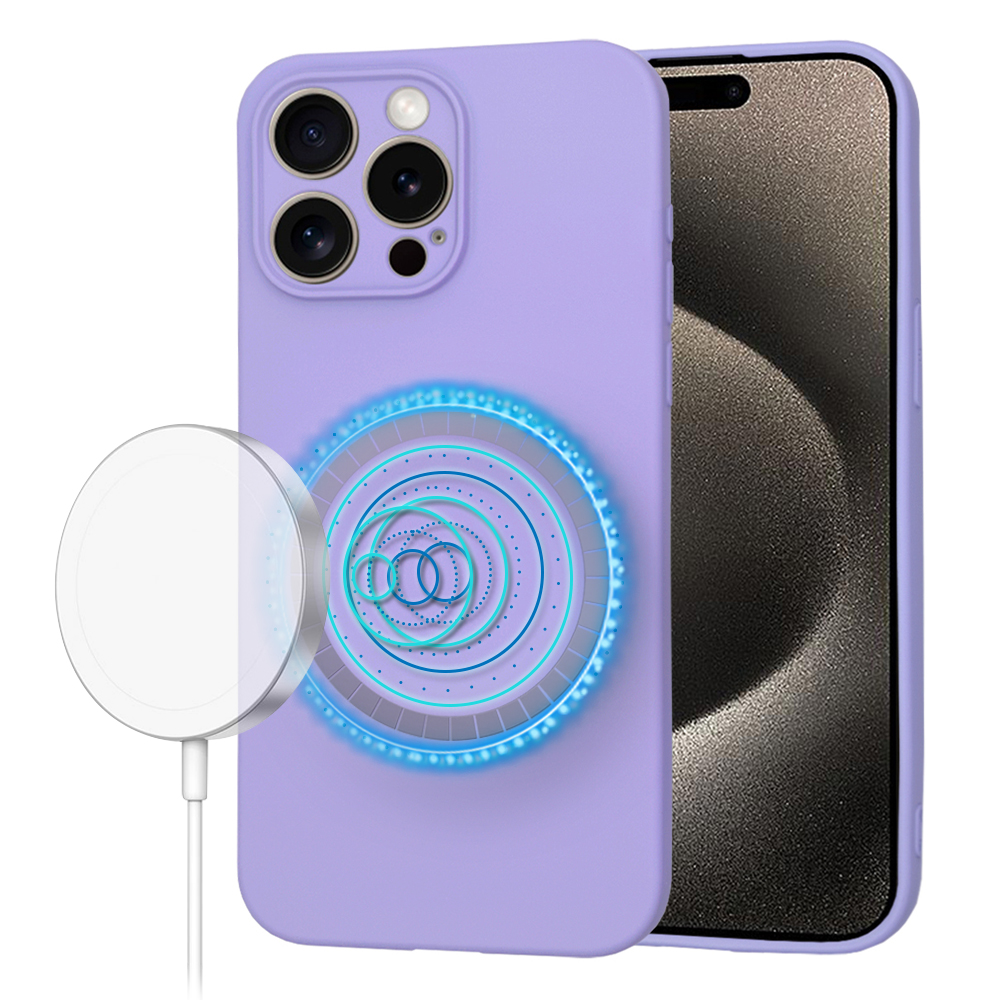 Techsuit SoftFlex MagSafe kryt na iPhone 15 Pro Max – svetlo fialový KF2336737