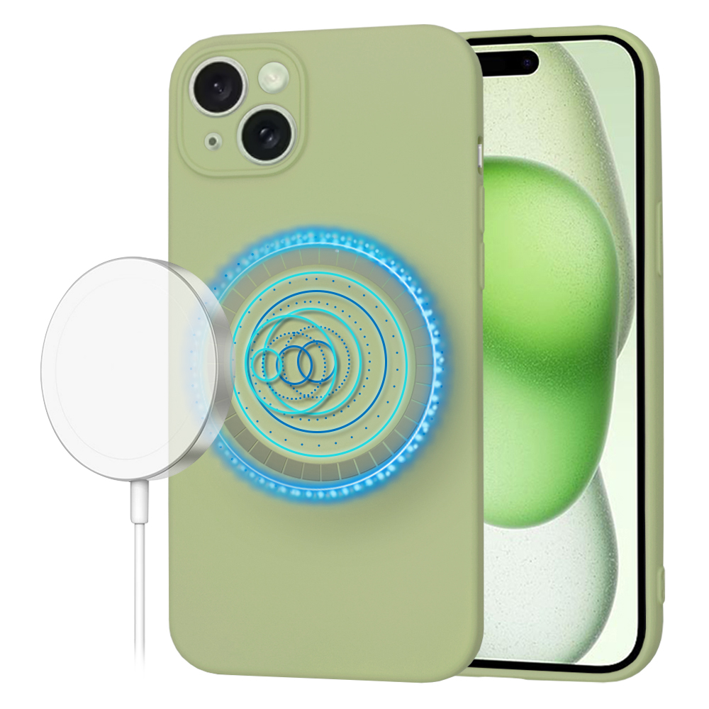 Techsuit SoftFlex MagSafe kryt na iPhone 15 Plus – matcha zelený KF2336852