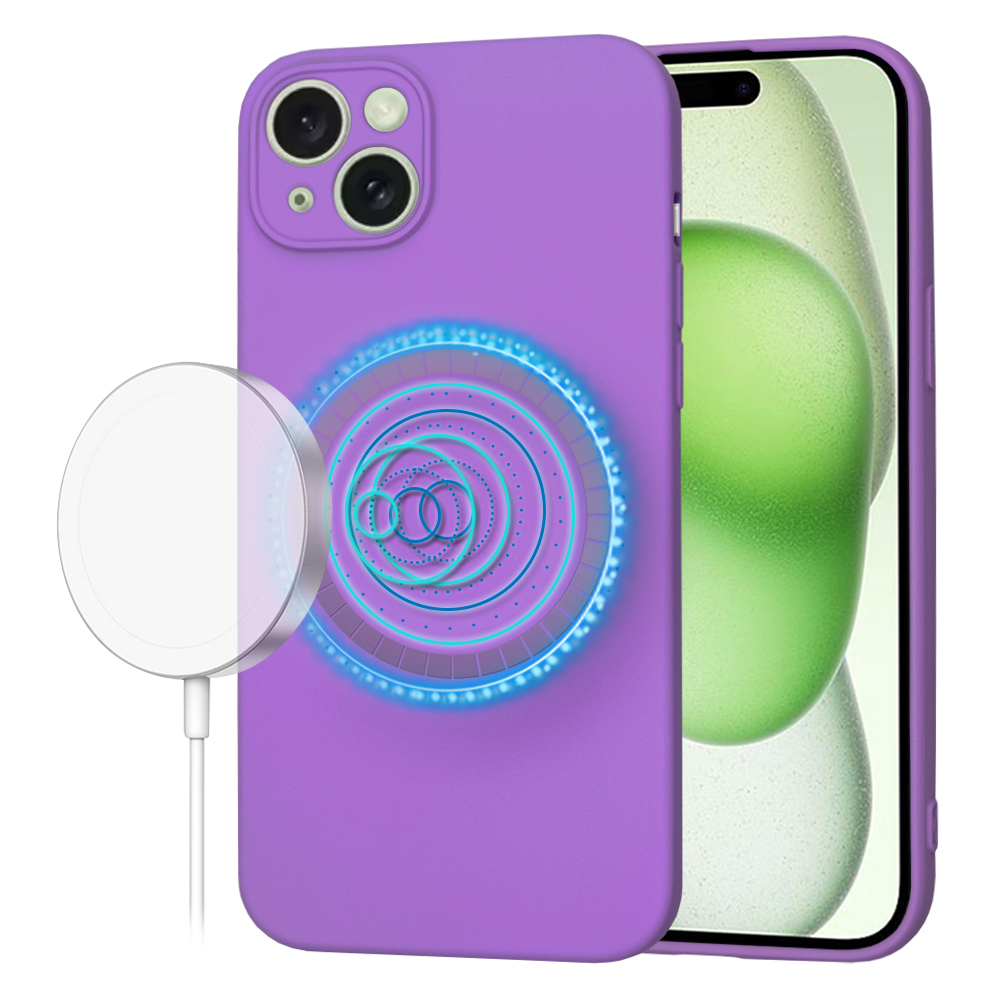 Techsuit SoftFlex MagSafe kryt na iPhone 15 Plus – fialový KF2336856