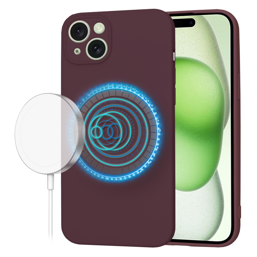 Techsuit SoftFlex MagSafe kryt na iPhone 15 Plus – slivkovo červený KF2336854