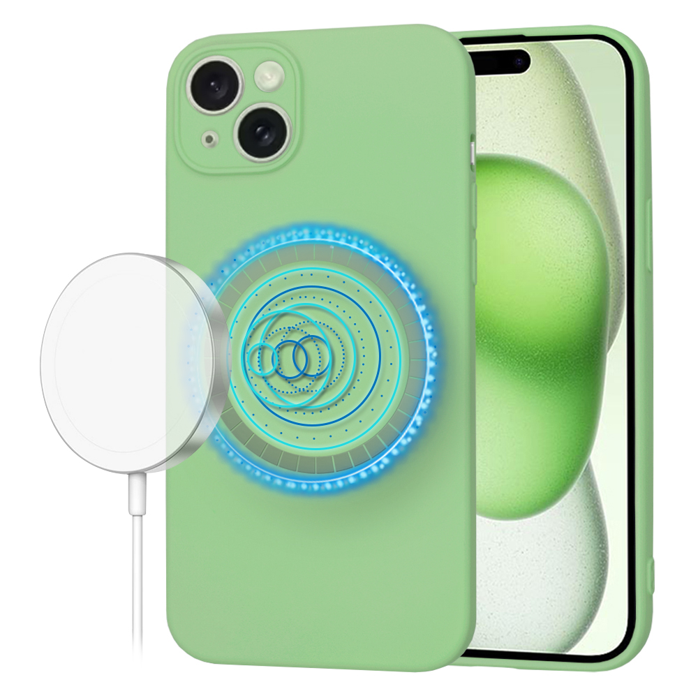 Techsuit SoftFlex MagSafe kryt na iPhone 15 Plus – mätovo zelený KF2336858