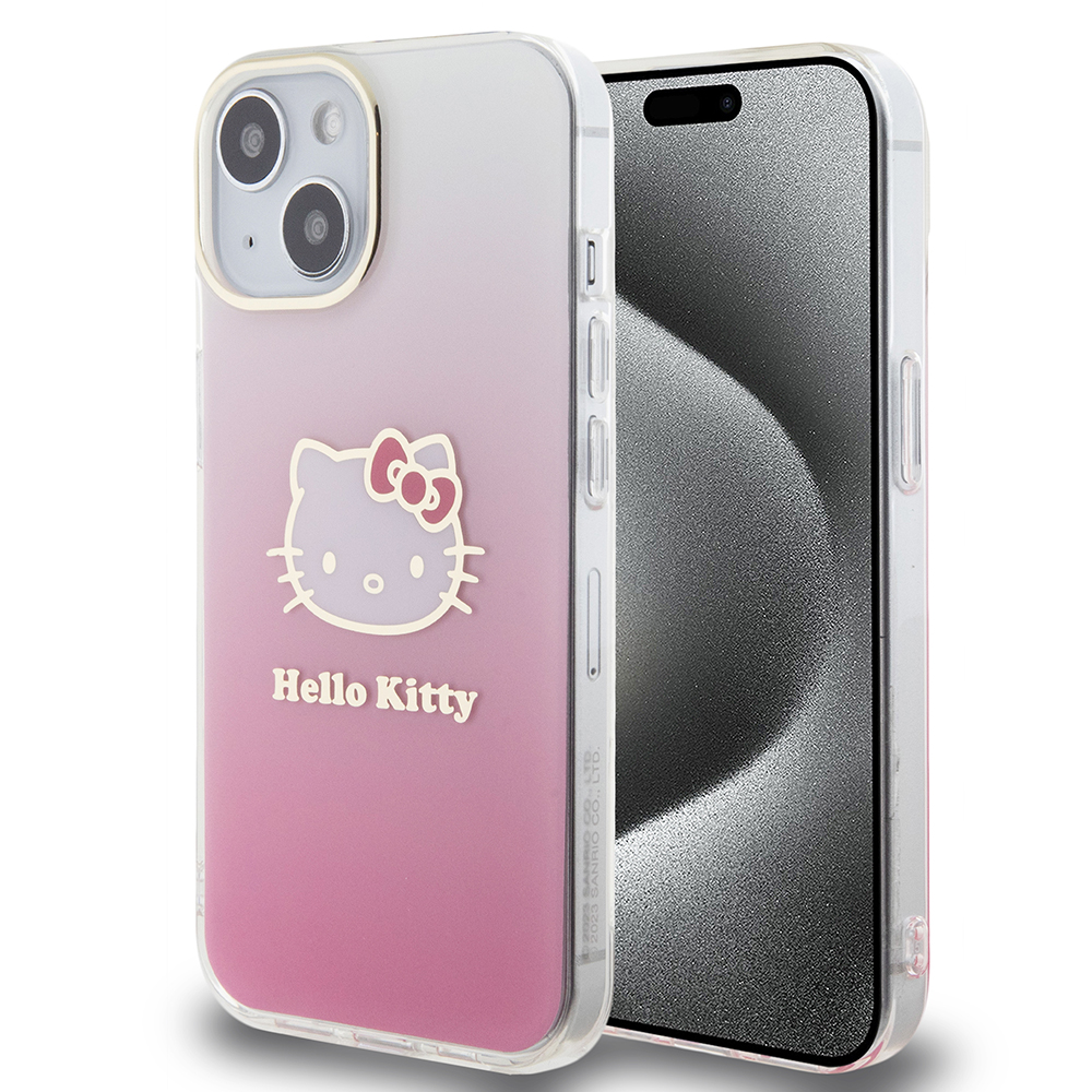 Hello Kitty Hardcase IML Gradient Electrop Kitty Head kryt na iPhone 15 – ružový KF2345661