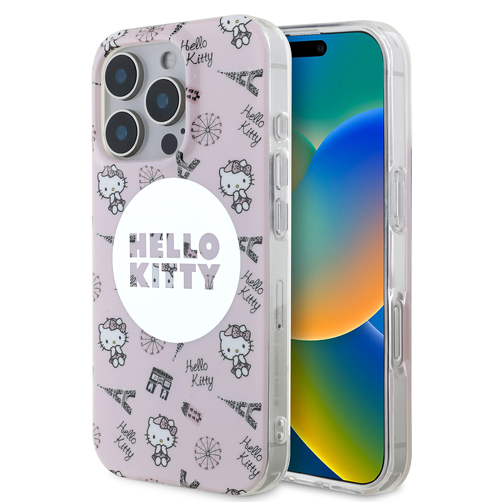 Hello Kitty Hardcase IML All Over Paris MagSafe kryt na iPhone 16 Pro – ružový KF2345664