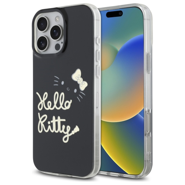 Hello Kitty Hardcase IML Golden Diva MagSafe kryt na iPhone 16 Pro Max – čierny KF2345672
