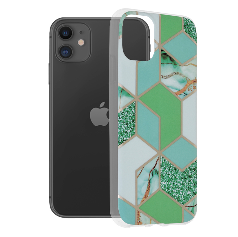 Techsuit Marble Series kryt na iPhone 11 – zelený Hex KF238923