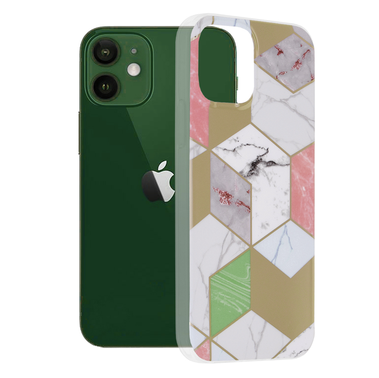 Techsuit Marble Series kryt na iPhone 12 / iPhone 12 Pro – fialový Hex KF238918