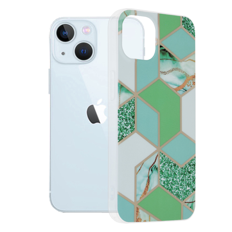 Techsuit Marble Series kryt na iPhone 13 – zelený Hex KF238914
