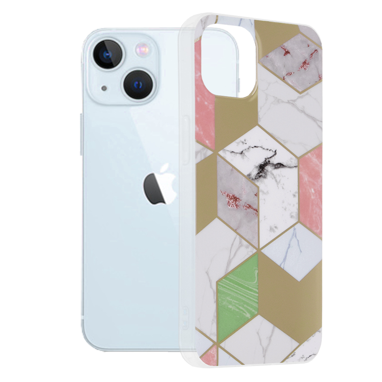 Techsuit Marble Series kryt na iPhone 13 – fialový Hex KF238912