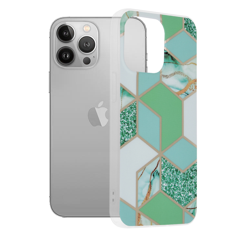 Techsuit Marble Series kryt na iPhone 13 Pro – zelený Hex KF238911