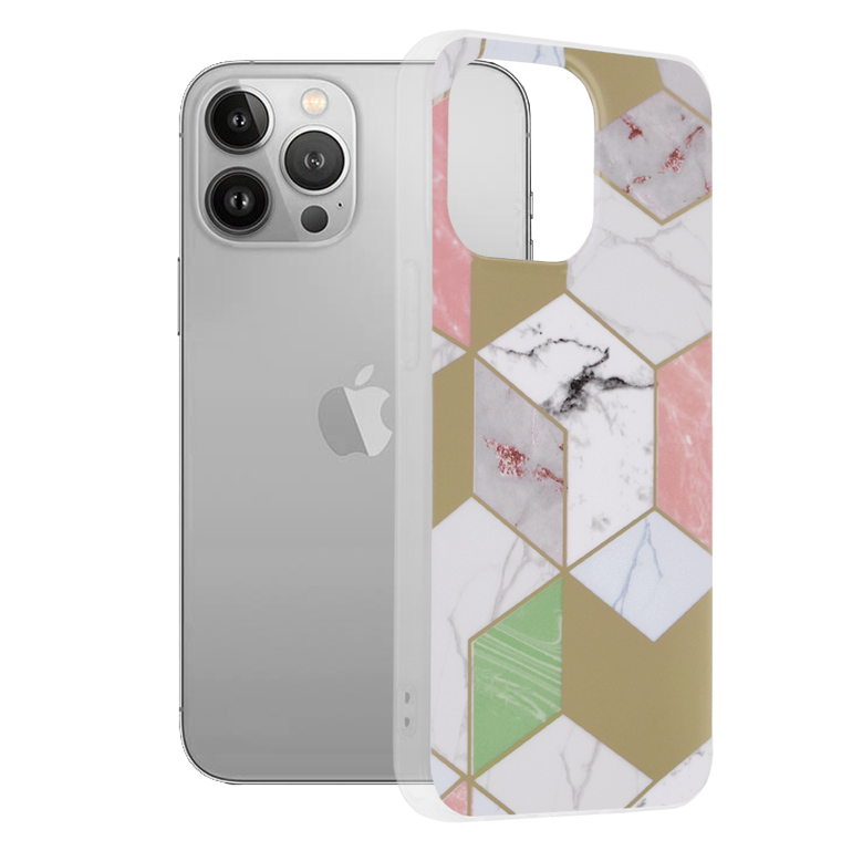 Techsuit Marble Series kryt na iPhone 13 Pro – fialový Hex KF238909