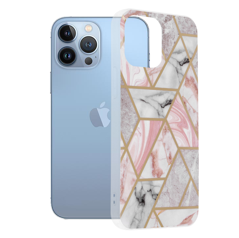Techsuit Marble Series kryt na iPhone 13 Pro Max – ružový Hex KF238907