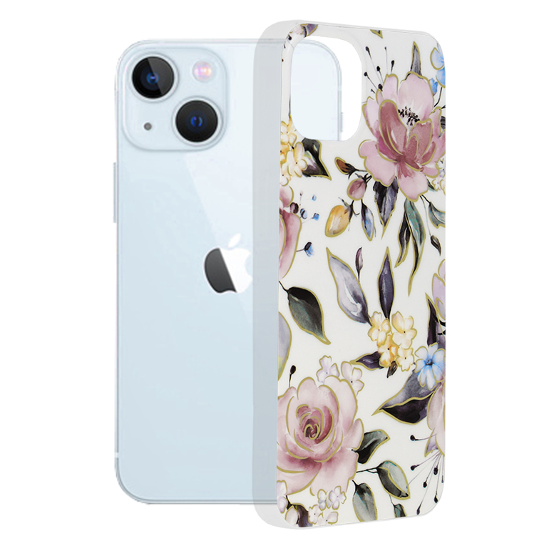 Techsuit Marble Series kryt na iPhone 13 – Chloe biela KF238826