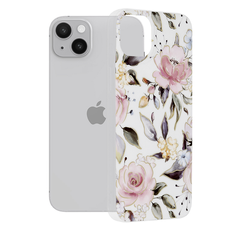 Techsuit Marble Series kryt na iPhone 14 Plus – Chloe biela KF2311306