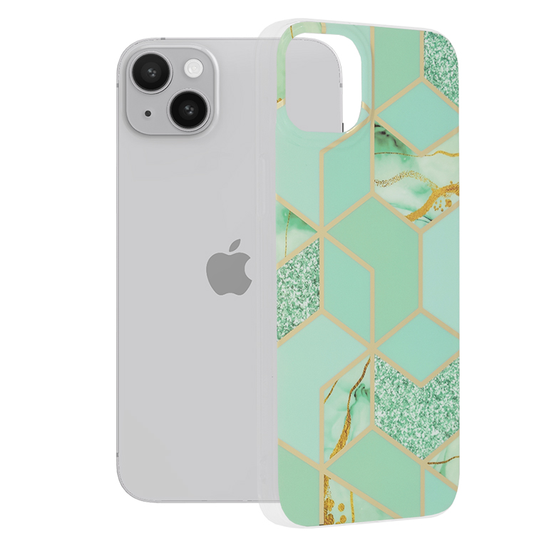 Techsuit Marble Series kryt na iPhone 14 Plus – zelený Hex KF2311308