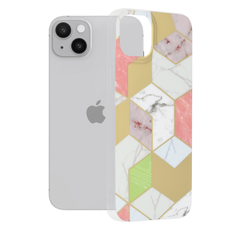 Techsuit Marble Series kryt na iPhone 14 Plus – fialový Hex KF2311311