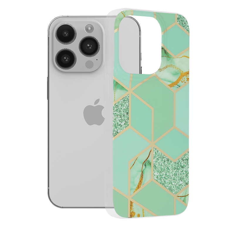 Techsuit Marble Series kryt na iPhone 14 Pro – zelený Hex KF2311314