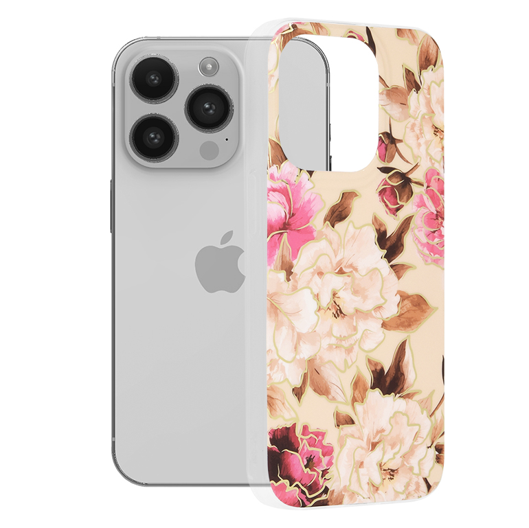 Techsuit Marble Series kryt na iPhone 14 Pro – Mary Berry nude KF2311315