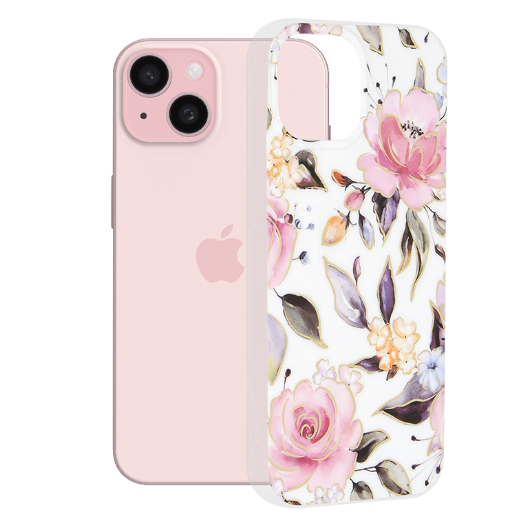 Techsuit Marble Series kryt na iPhone 15 – Chloe biela KF2314106