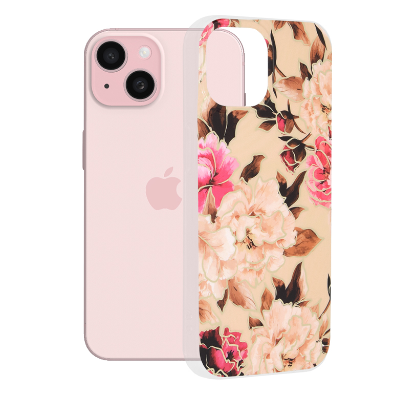 Techsuit Marble Series kryt na iPhone 15 – Mary Berry nude KF2314109