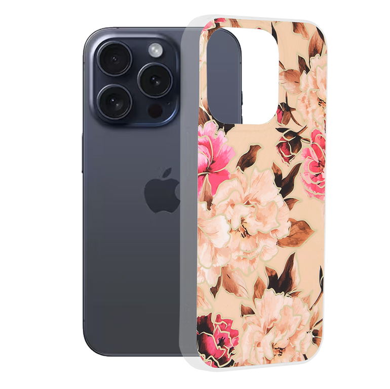Techsuit Marble Series kryt na iPhone 15 Pro – Mary Berry nude KF2314115