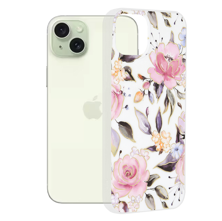 Techsuit Marble Series kryt na iPhone 15 Plus – Chloe biela KF2314118