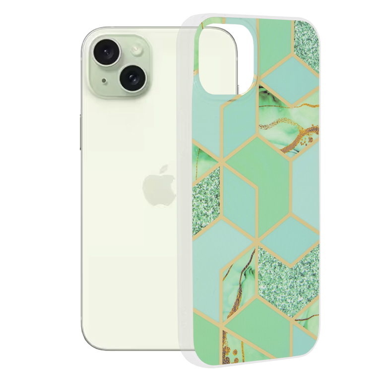 Techsuit Marble Series kryt na iPhone 15 Plus – zelený Hex KF2314120