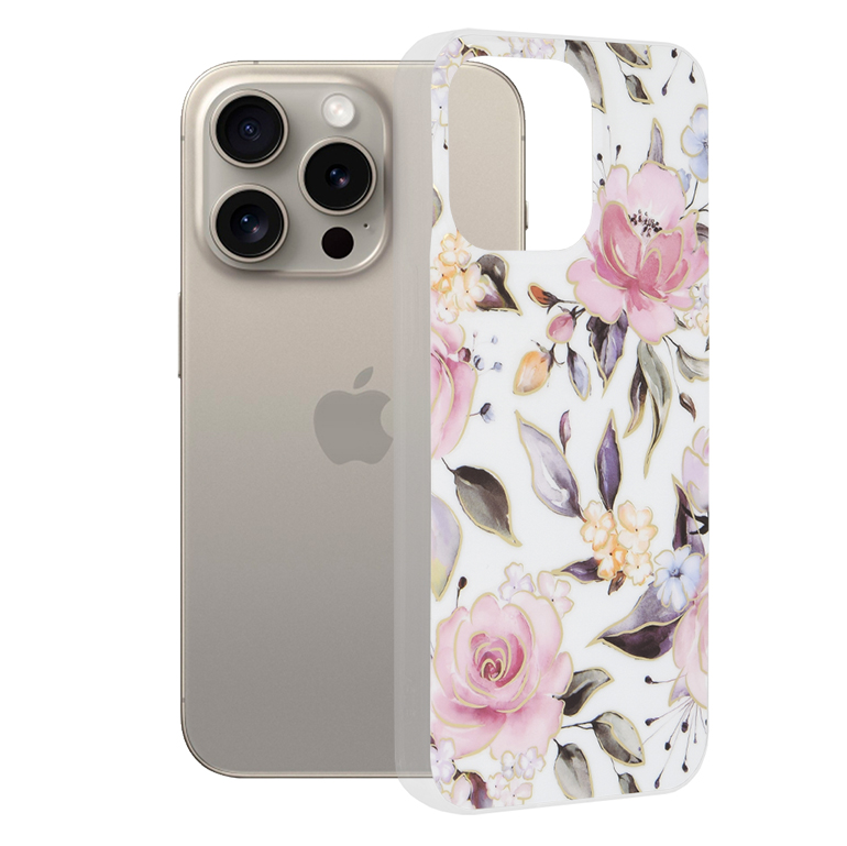 Techsuit Marble Series kryt na iPhone 15 Pro Max – Chloe biela KF2314124