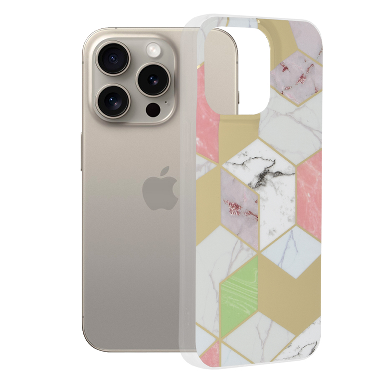 Techsuit Marble Series kryt na iPhone 15 Pro Max – fialový Hex KF2314129