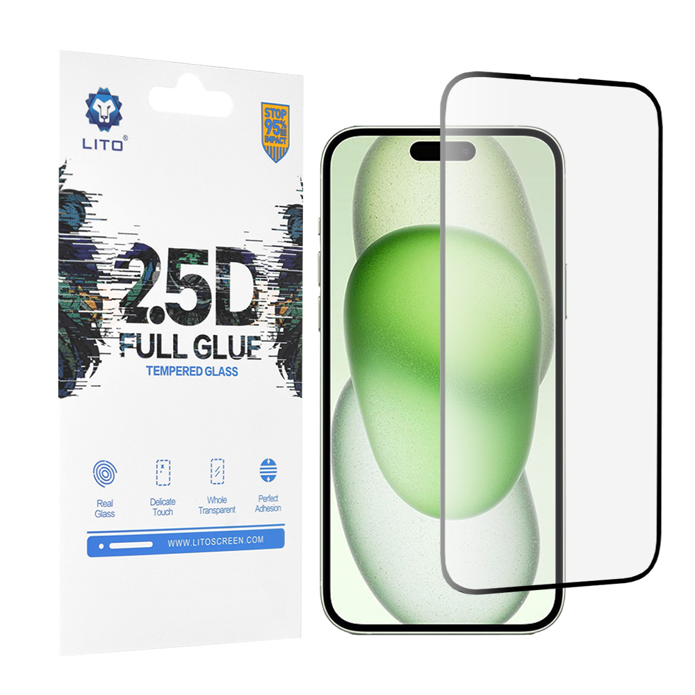Lito 2.5D FullGlue Glass ochranné sklo na iPhone 15 Plus – čierne KF2315069