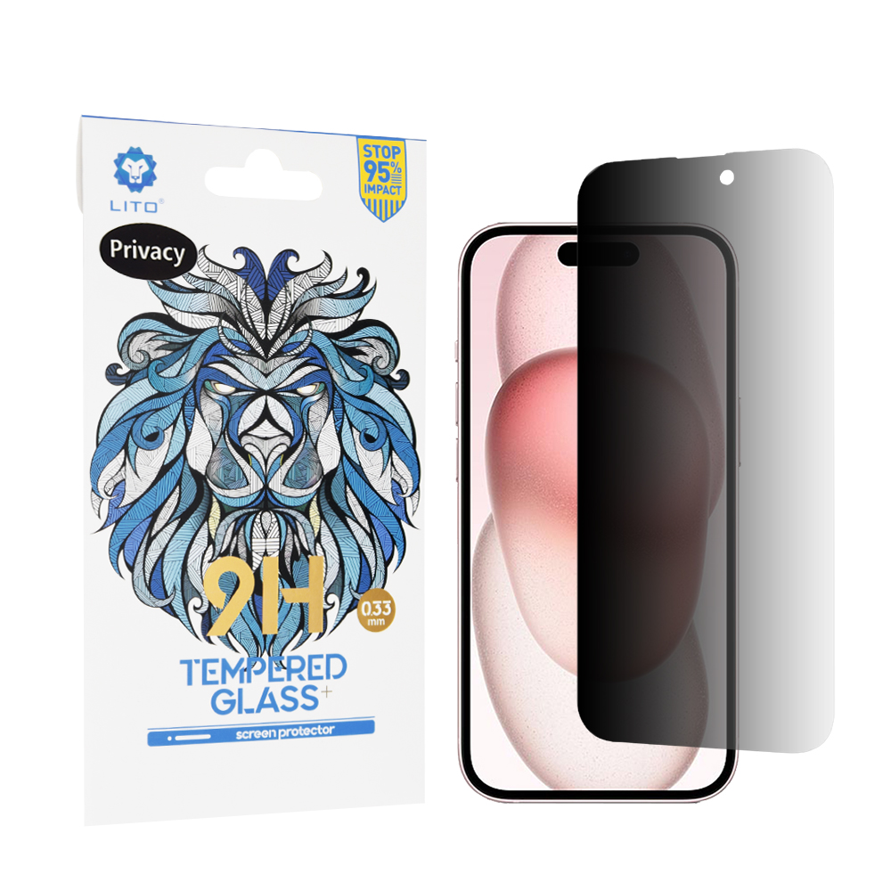 Lito 2.5D Classic Glass ochranné sklo na iPhone 15 – Privacy KF2315070