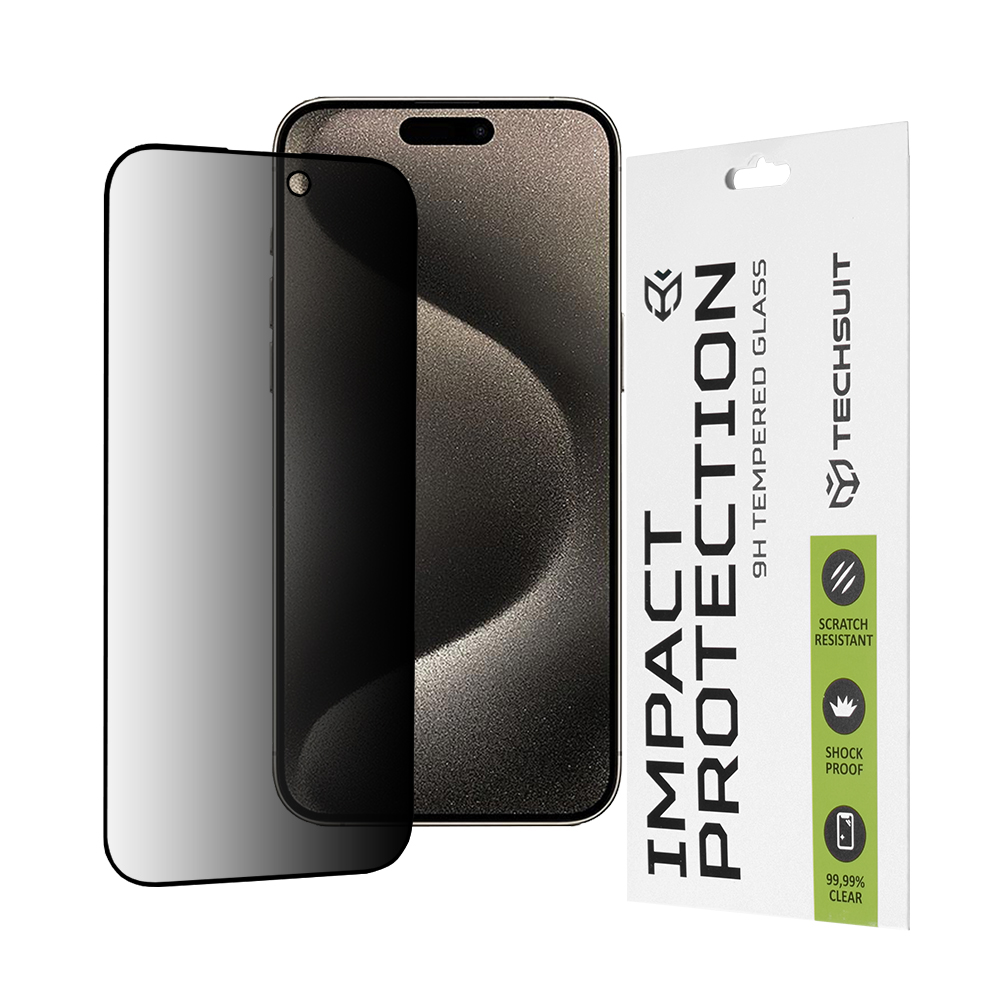 Techsuit 111D Privacy Full Glue ochranné sklo na iPhone 15 Pro Max – čierne KF2323458