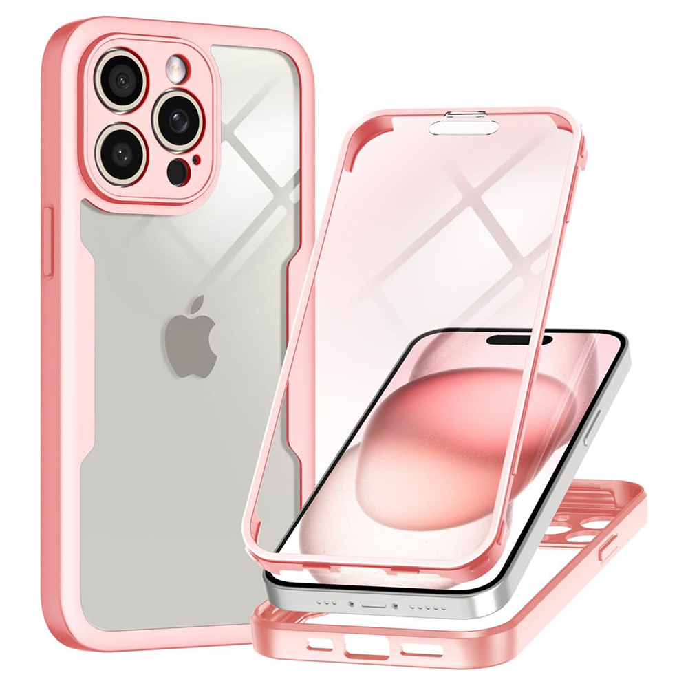 Techsuit ColorVerse 360 Series – 360° kryt + ochranné sklo na iPhone 15 Pro Max – ružový KF2326720