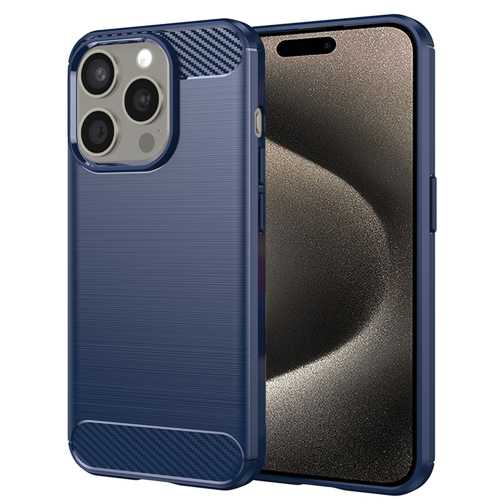 Techsuit Carbon Silicone kryt na iPhone 15 Pro Max – modrý KF2327985
